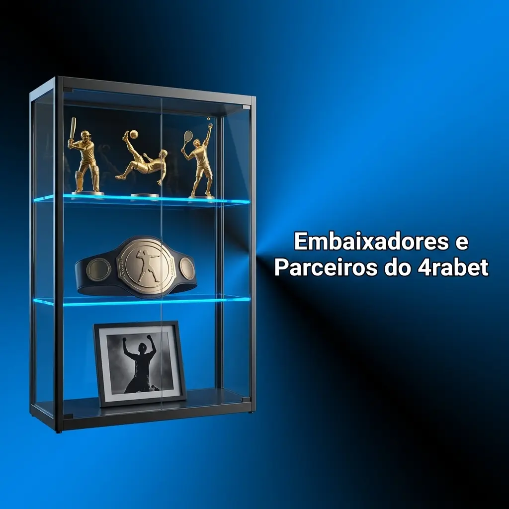 Logotipo do 4rabet com emblemas de clubes brasileiros parceiros e ícones de redes sociais como YouTube e Instagram